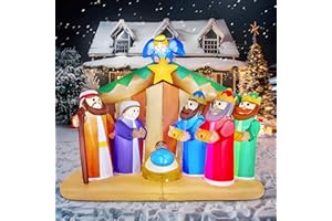 Joiedomi 6.5 FT Long Christmas Inflatable Nativity Scene with Angels with Build-in LEDs Blow Up Inflatables for Christmas Party Indoor, Outdoor, Yard, Garden, Lawn, Winter Décor