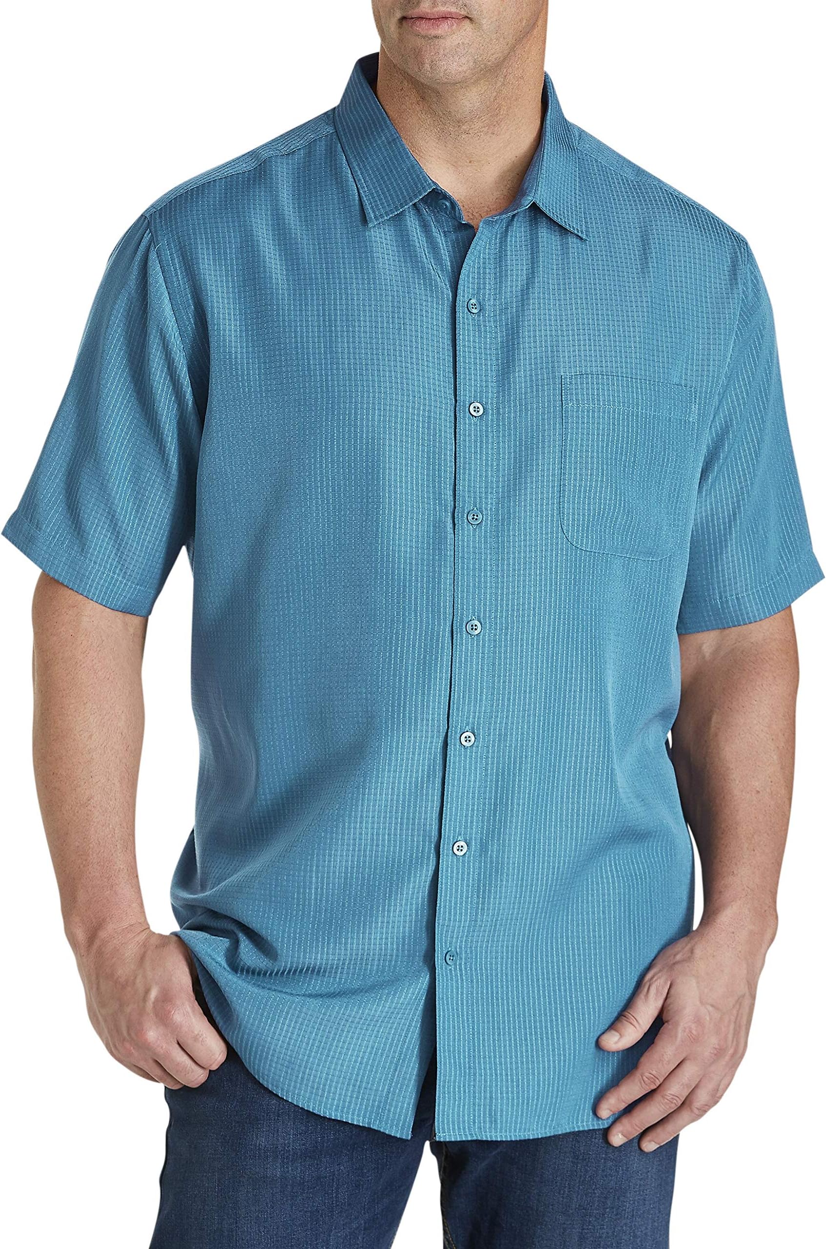 Harbor Bay by DXL Big and Tall Microfiber Comfort Grid Sport Shirt
