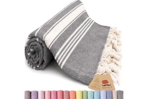 Bazaar Anatolia Turkish Beach Towel 100% Cotton Bath Towels Oversized Quick Dry Boho Farmhouse Decor Sheets Bathroom Towels Sand Free Yoga Blanket for Restorative Yoga 71x39 inches - Stripe Black