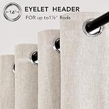Deconovo Total Blackout Curtains Faux Linen Eyelet Pale Khaki 2x W66xL90 view 7