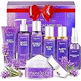 Spa Gifts for Women,Bath Body Care Wash Christmas Gifts Baskets for Women,Relaxation Calming Lavender Spa Set Home Self Care Shower Kit Birthday Valentines Stocking Stuffers for Mom Wife Sister