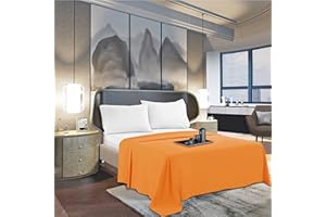 Mocassi Twin Flat Sheet - Hotel Luxury 1800 Premier Cooling Bedding Sheet - Softest Sheets - Wrinkle, Fade, Stain Resistant - 1 Single Top Flat Sheet, Twin, Orange