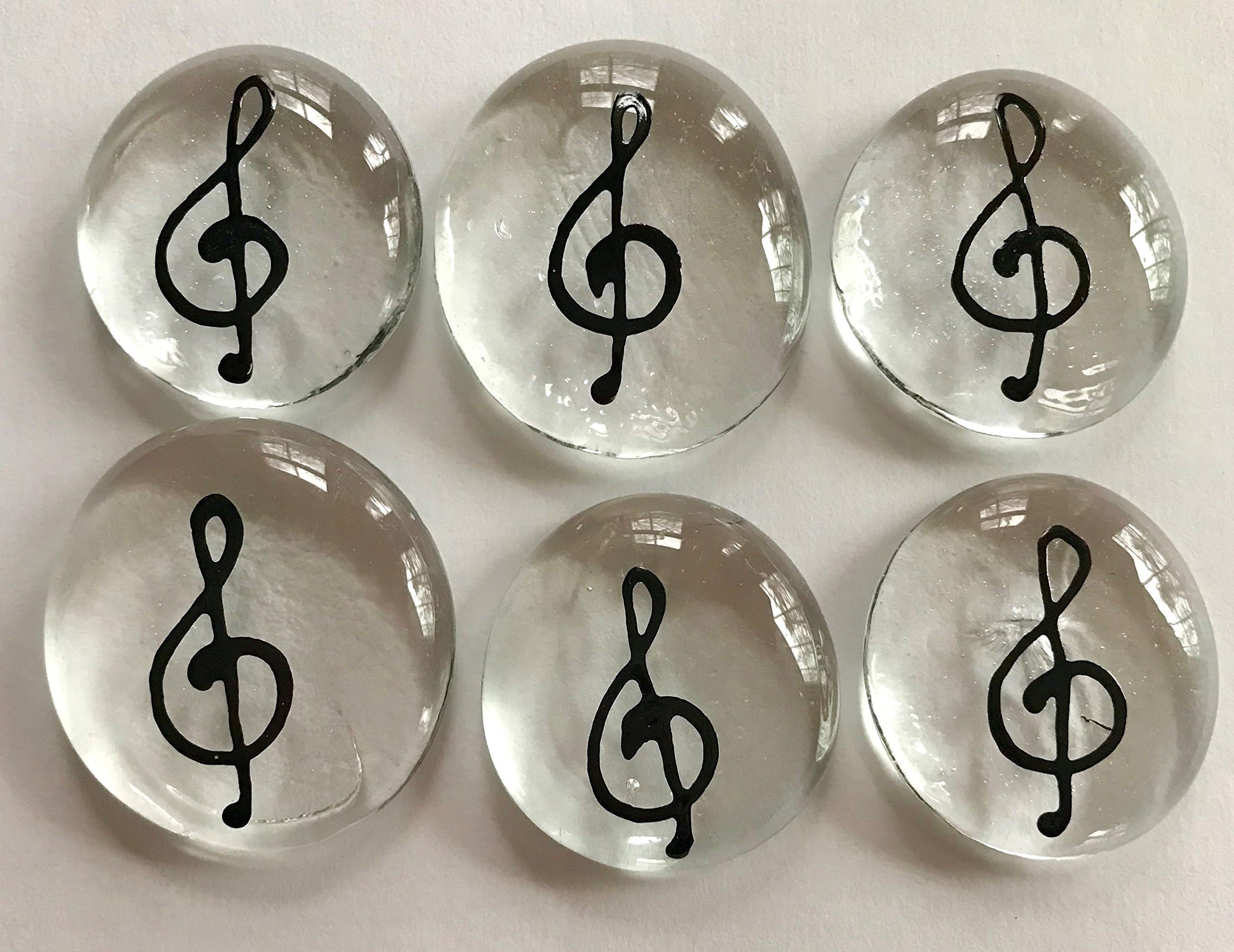 Jazzy Glass Gems G-Clef/Treble Clef (X-Large), Hand Painted Set of 8, Party Favors, Decoration, Mosaic Tile, Table Confetti, Jewelry Making, etc.