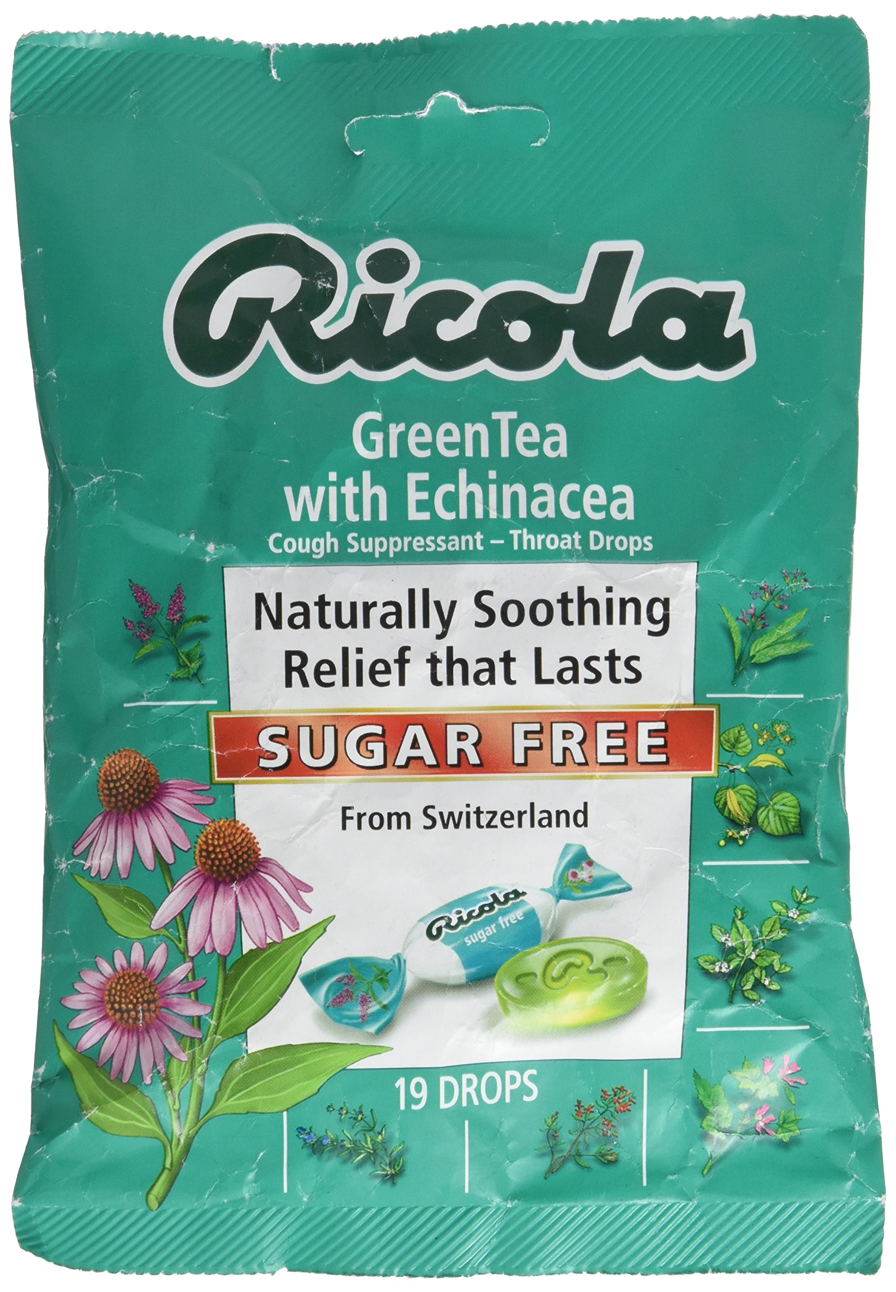 Buy Ricola Sugar Free Throat Drops, Green Tea with Echinacea ,19 count