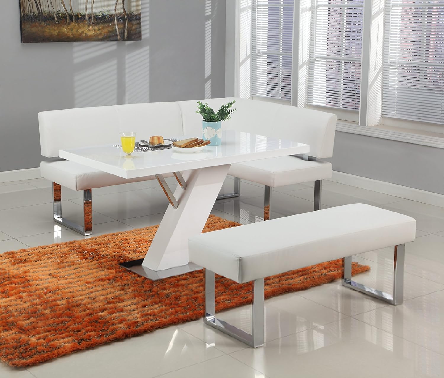 Milan Lillian Gloss White Modern Design Dining Table - Tables