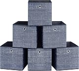 SONGMICS Storage Boxes Set of 6 30cm Cube Fabric Boxes with Handles Misty Blue