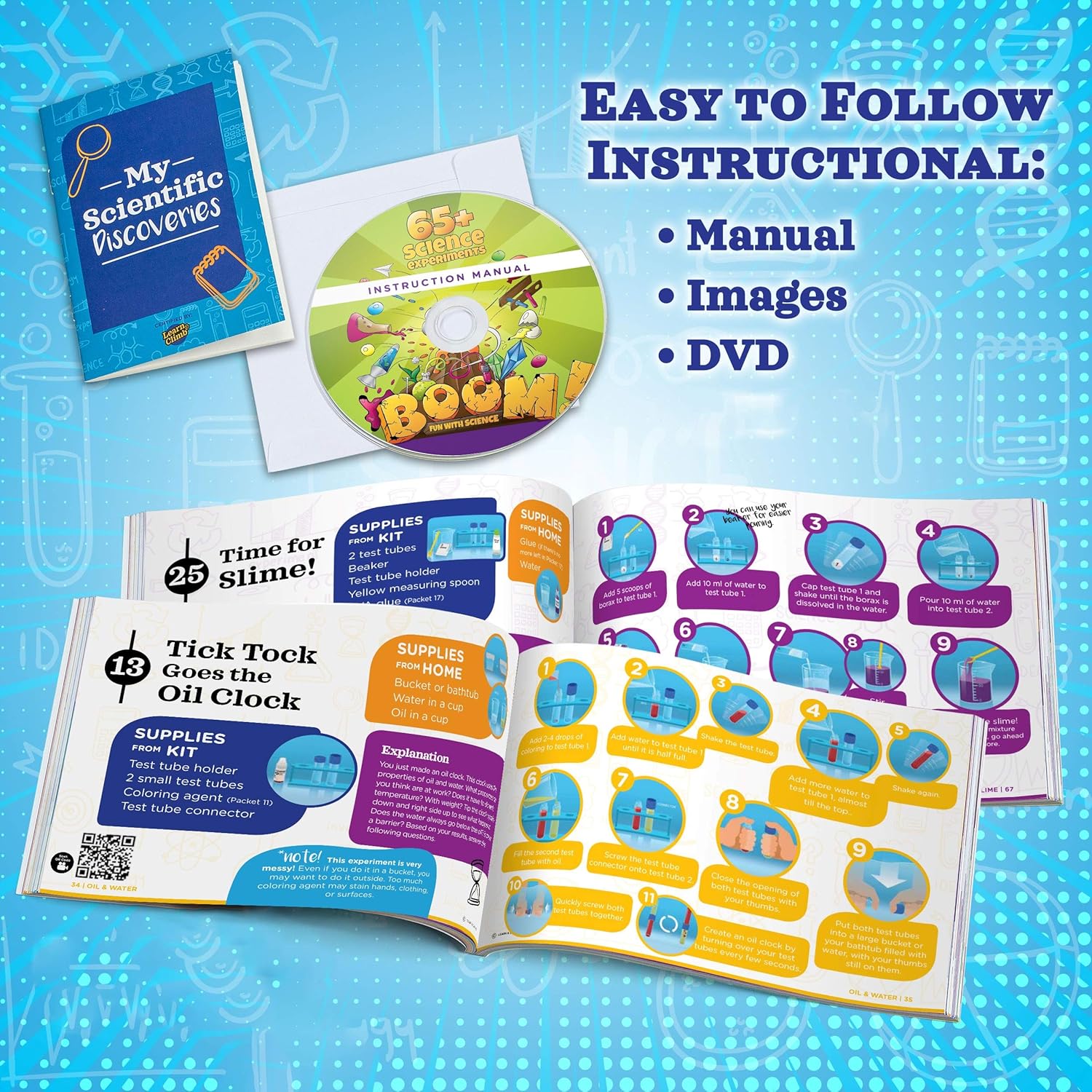 Learn & Climb Kids Science Kit - Over 60 Experiments, Fun with Science!: Toys & Games