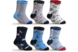 DoSmart Kids Fuzzy Slipper Socks Boys Girls Toddler Non Slip Warm Fluffy Winter Funny Thick Cozy Grips Socks 6 Pairs