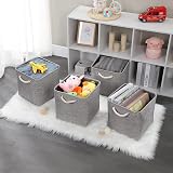 Mangata 28x28x28cm Fabric Collapsible Cube Storage Boxes Grey 4 Pack view 5
