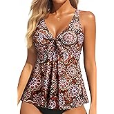 Yonique Women's Flowy Tankini Top - Modest Swim Top with Loose Fit, No Bottom