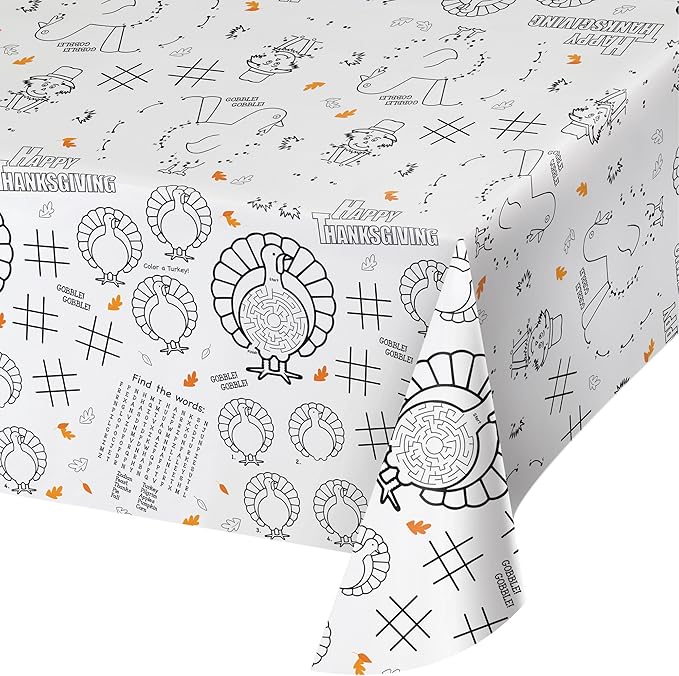 Amazon Com Kids Coloring And Activity Thanksgiving Tablecloth Bundle 2 Items 1 Paper Tablecover 1 Box Of Crayons Kitchen Dining