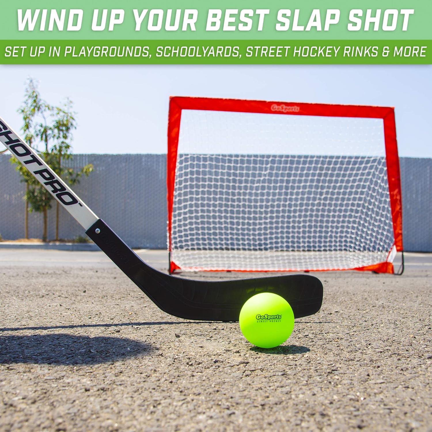 GoSports Hockey Street Set - Includes Pop-Up Goal and 2 Hockey Sticks with 2 Hockey Street Balls : Sports & Outdoors