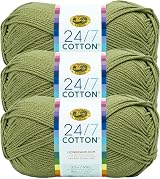 Lion Brand 24/7 Cotton Yarn Bay Leaf 3 Pack 100% Mercerized Cotton