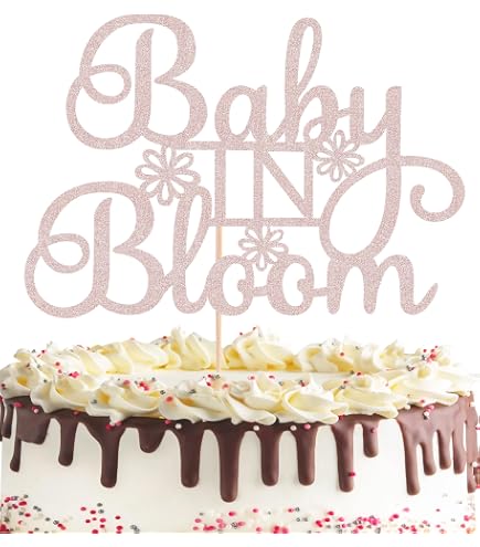 Ephlyn Baby In Bloom Cake Topper – Glitter Baby Shower Decoration For Cakes & Cupcakes-669446