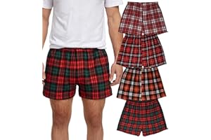Andrew Scott Men's 4 Pack Cotton Flannel Super Soft Woven Boxer Shorts