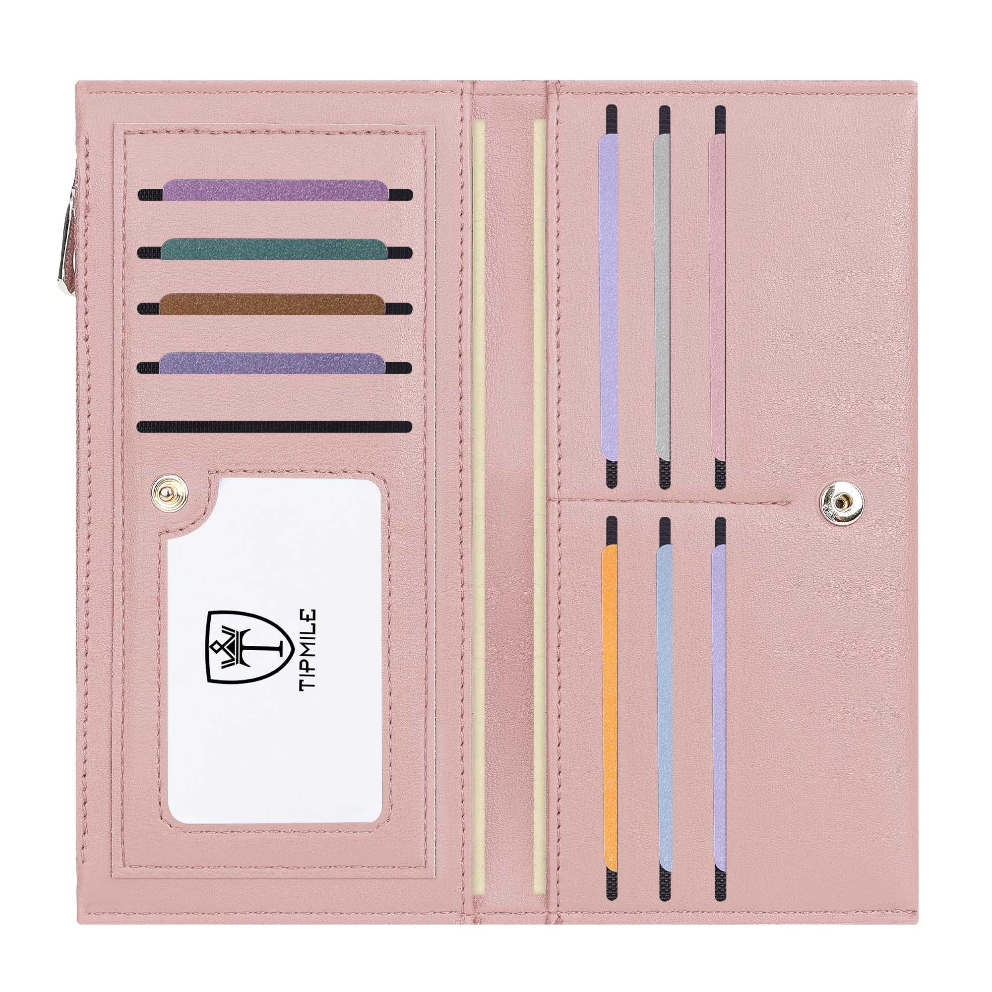 Photo 1 of Tipmile Ultra Slim Wallet for Women Bifold Leather RFID Blocking Credit Card Holder Ladies Womens Wallet with Zip Pocket
