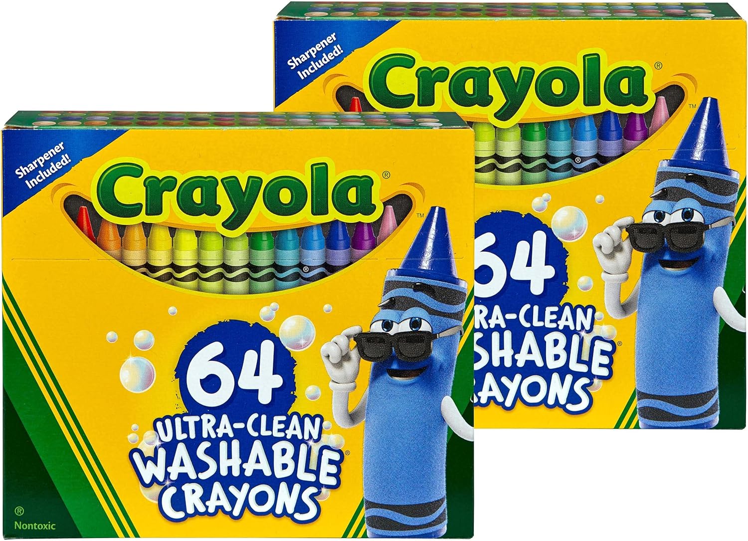 Crayola 64ct Ultra Clean Washable Crayons, 2 Pack Bulk Crayon Set, Gift for Kids: Toys & Games