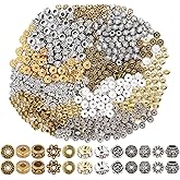 EuTengHao 600pcs Spacer Beads Jewelry Bead Charm Spacers Alloy Spacer Beads for Jewelry Making DIY Bracelets Necklace and Crafting (12 Styles,Silver and Gold)