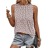 Zeagoo Summer Tank Top for Women 2026 Pleated High Neck Tops Loose Fit Flowy Dressy Tunic Sleeveless Shirts