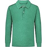 QBK Toddler to Youth Boys' Performance Golf Polo Kids Athletic Moisture Wicking Long Sleeve Shirts School Uniform