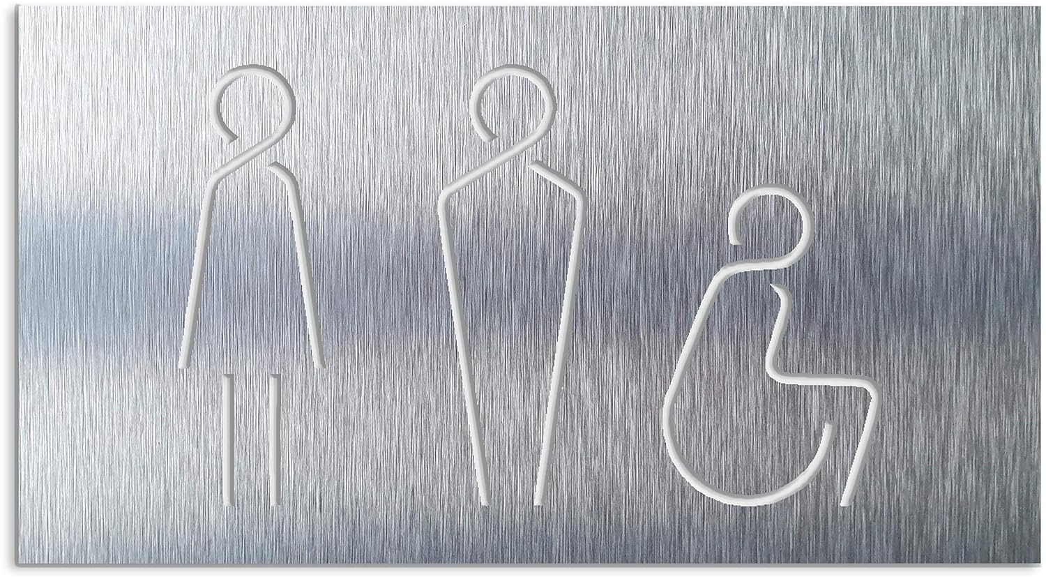 Targa Bagno Unisex Con Braille Rotonda 18cm – Adesiva Per Porta, Cartello Rialzato ADA Per Hotel, Uffici, Ristoranti - 2