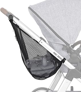 ABC Design Einkaufstasche – Kinderwagennetz zur praktischen Aufbewahrung von Einkäufen, Wickelutensilien &amp; mehr – Mit Reißverschluss – Farbe: Black