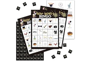 Tedea New Years Bingo Games, New Years Eve Games, New Year Bingo for New Years Party, New Year Activity, New Year's Eve Party Decorations, New Year Party Supplies, 24 Players Bingo Games (B02)