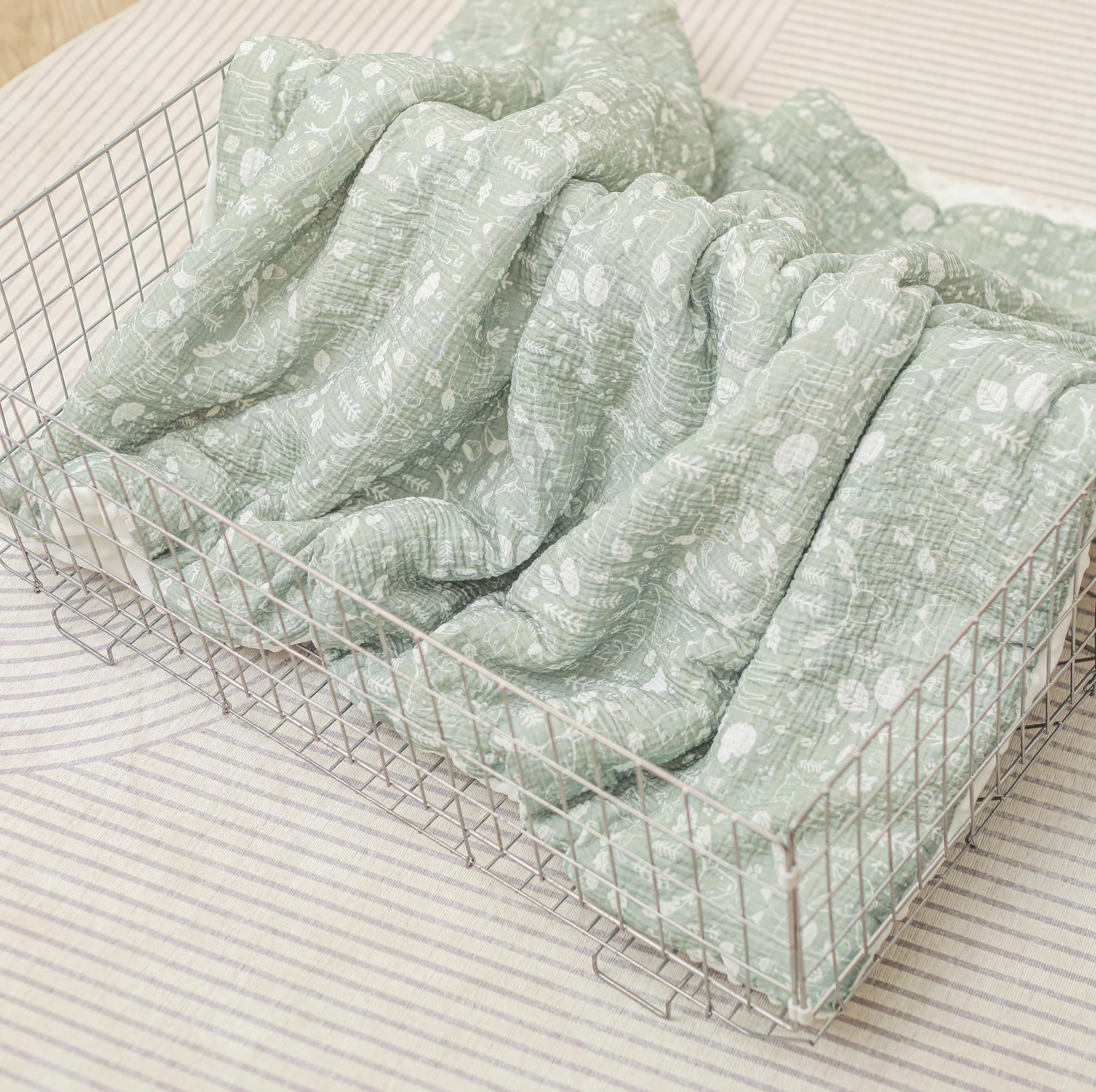 Baby and Toddler Blanket in Muslin Cotton and Soft Minky Oeko Tex - 100x135 cm - Thick Cot Blanket Polyester Filling - Comfort - Baby Swaddle, Comforter, Nap, Preschool - Newborn Gift for Girl or Boy