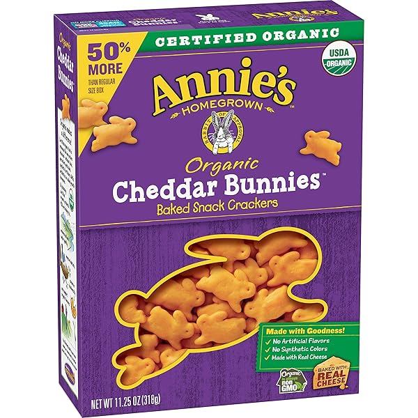 ANNIE’S ORGANIC CHEDDAR BUNNIES BAKED SNACK CRACKERS, 11.25 OZ