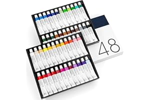 CHROMATEK Watercolor Paint Set - 48 Piece Kit for Adults, Beginners & Professional Artists - 48 x 12ml Liquid Water Color Tubes - Richly Pigmented Vibrant Colors - Art Supplies