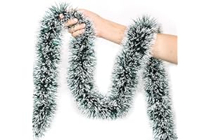 NAWITDA 50 Ft Green Christmas Tinsel Garland for Christmas Tree Decorations, Xmas Metallic Twist Shiny Hanging Garland Decor for Mantle Stairs Fireplace Home Holiday Indoor Outdoor