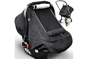 Waterproof Baby Car Seat Cover，YVMVDV Patented Cold Weather Carseat Cover for Babies,Infant Car Seat Cover Canopy for Boy Girls,Windproof Car Seat Canopy, Keeps Babies Warm and Cozy Black