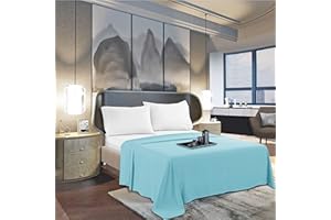 Mocassi King Flat Sheet - Hotel Luxury 1800 Premier Cooling Bedding Sheet - Softest Sheets - Wrinkle, Fade, Stain Resistant - 1 Single Top Flat Sheet, King, Aqua Blue