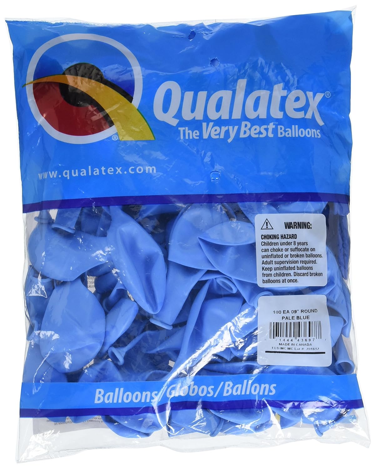 Qualatex 43697 Pale Blue Latex Balloons, 9", Pale Blue, Pack of 100 Toys & Games