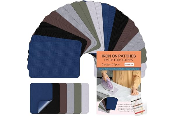 Iron on Patches for Clothes 24Pcs, Iron on Patches for Jeans Denim | Denim Cotton Fabric Repair Patch for Ripped Jeans, Insid