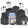 Emporio Kitchen Baking Pan Set - Nonstick Coating, Carbon Steel Bakeware Set with Gray Silicone Handles, PFOA, PFOS, PTFE Free, Recipe Booklet Included, Oven Safe Tray (Up To 450° F), Set of 25 - Gray
