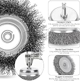 DazSpirit 10 Pcs Wire Brush Set for Drill Brass-Coated Hex Shank 6mm view 3