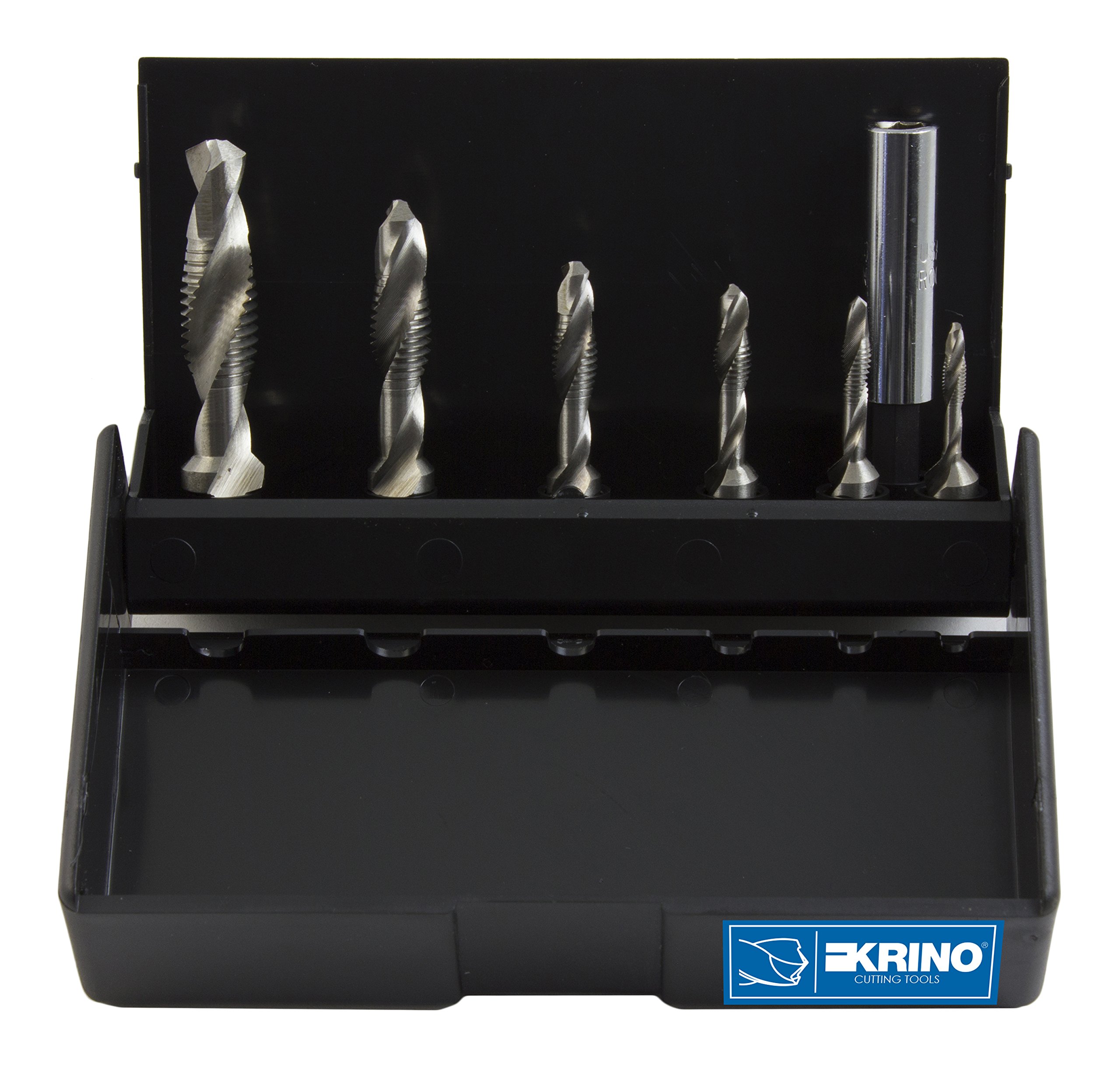 Krino 19020213 HSS Combi Screw Tap Bits with 1/4-inch Hexagonal Shank for Steel and Metals, 7 Piece Set