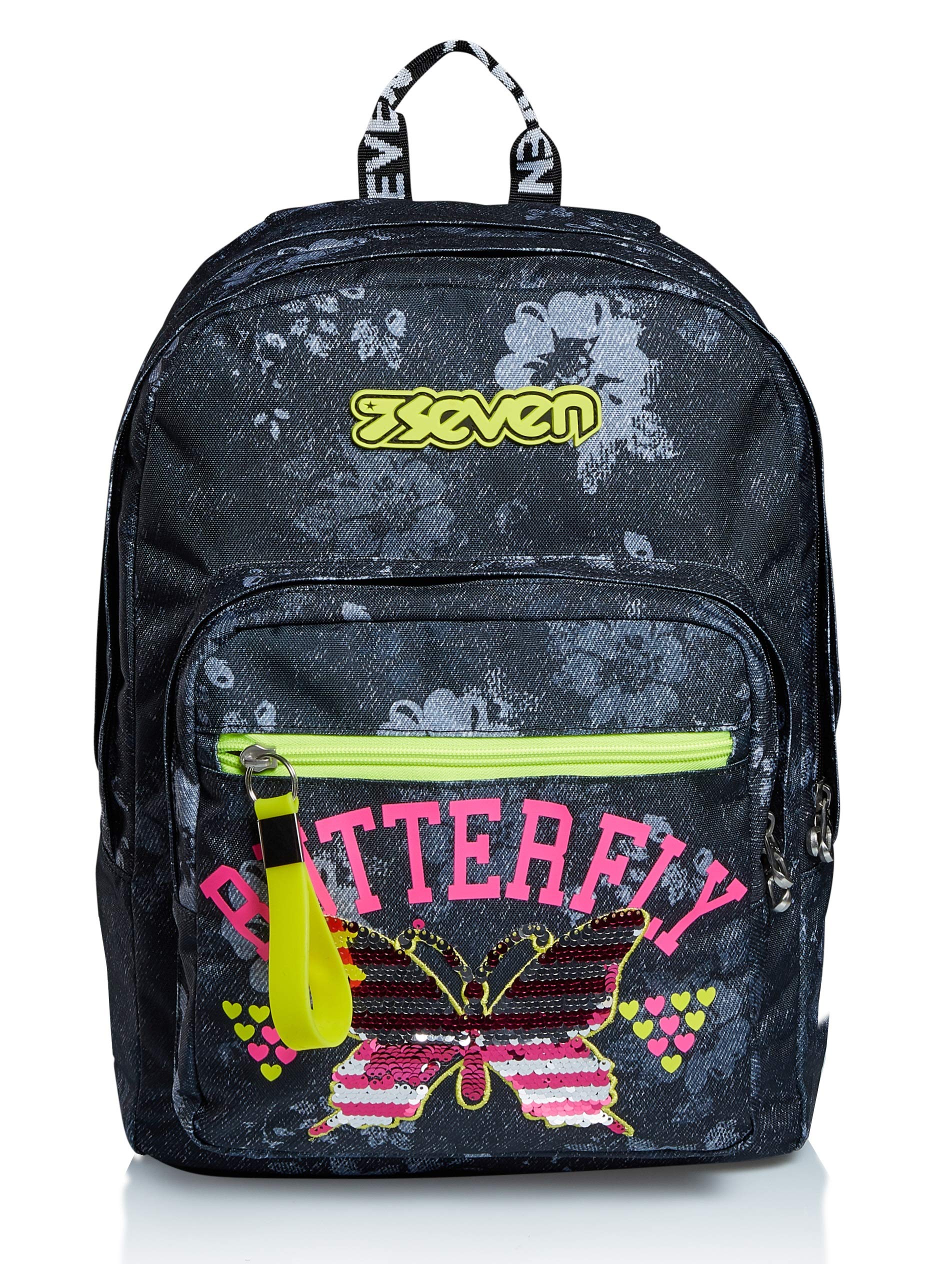 Seven Backpack, EXTRA FIT FLYING Knapsack Padded School Bag, Book Bag, One Size for Teen, Girls&Boys, Large Capacity, For School, Sport & Free Time, Italian Design, multicolor