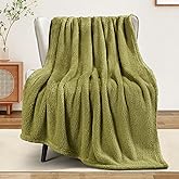 Exclusivo Mezcla Soft Fleece Throw Blanket for Couch, Super Soft Velvet Plush Fleece Blankets, Fuzzy Cozy and Warm for Winter, 50x60 Inches, Olive Green