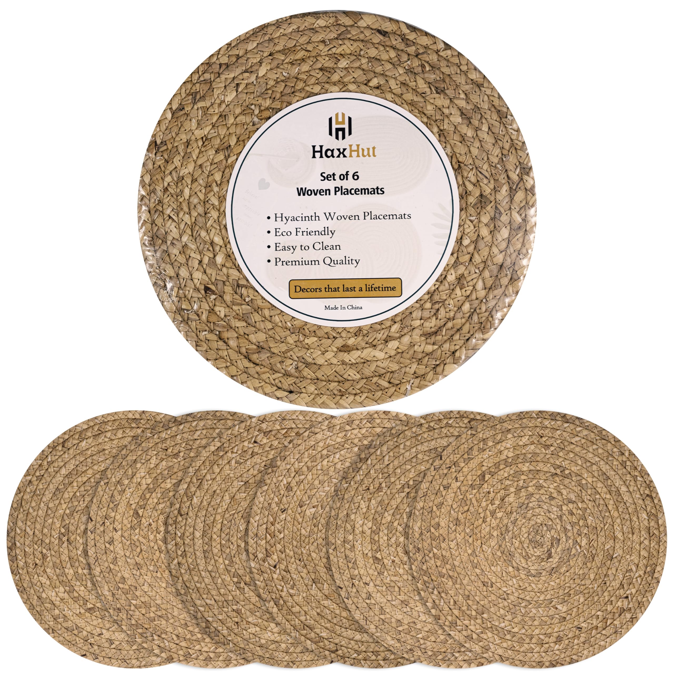 Photo 1 of 13.5” Woven Placemats, Round Rattan Placemats Set of 6, Natural Wicker Chargers for Dinner Plates, Heat Resistant, Easy to Clean, and Non-Slip – Elegant and Practical Addition to Your Dining Table
