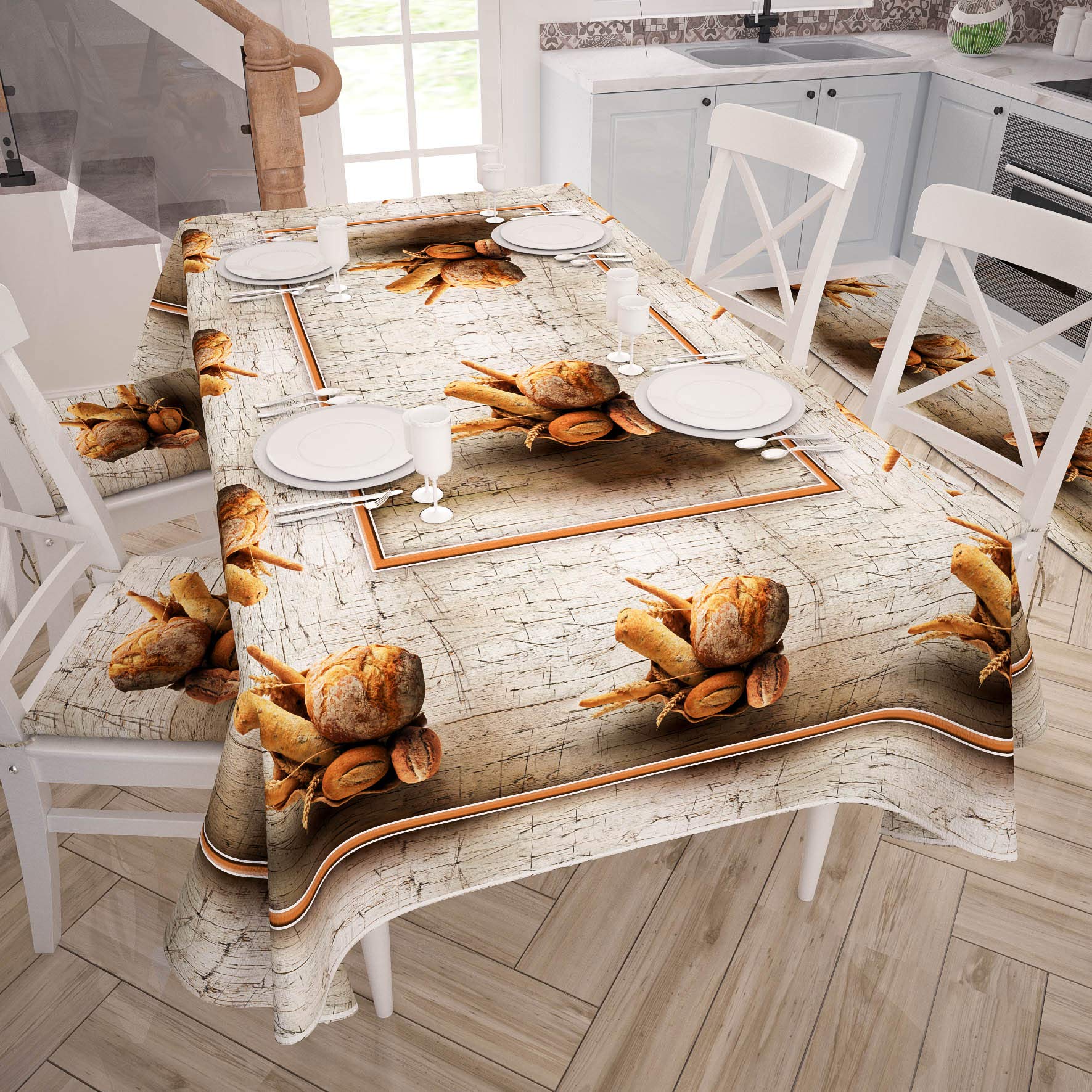 PETTI Artigiani Italiani Rectangular, Microfiber, Decorative Printed Table Cloth, 100% Made in Italy, Bread Basket, 140x360