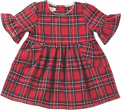 girls red tartan dress