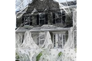 NENRSL 1500 sqft Halloween Spider Webs Decorations with 100 Fake Spiders & 2Pcs 72*30 Inch Black Creepy Cloth,Super Realistic Cobwebs for Halloween Decor Indoor,Outdoor,Party,Garage Door Decorations