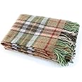 Genuine Irish, 100% Wool Throw & Toss Blanket, Traditional Plaid Print, Soft Warm Heirloom Quality Lambswool, Imported from Ireland, 54" x 72" Inches, Green