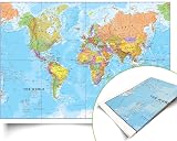 Maps International World Map Detailed Silk Art Paper 84.1x59.4cm 2026 Updated