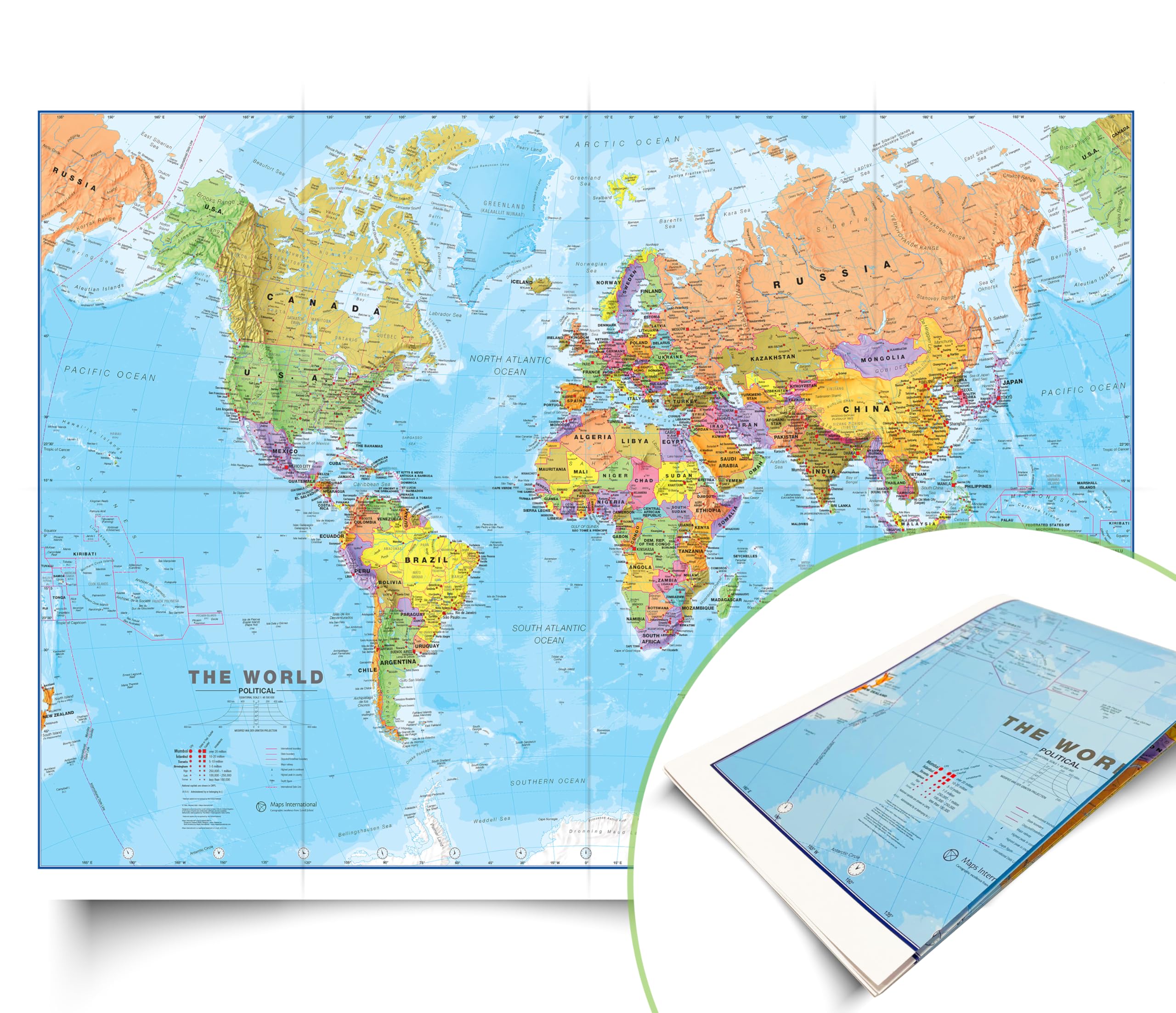 Maps International - World Map - Updated 2026 - Silk Art Paper