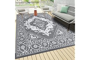 Pauwer Reversible Outdoor Rug, 5'x7', Waterproof Polypropylene Patio Mat for Camping, RV, Balcony, Deck, Porch