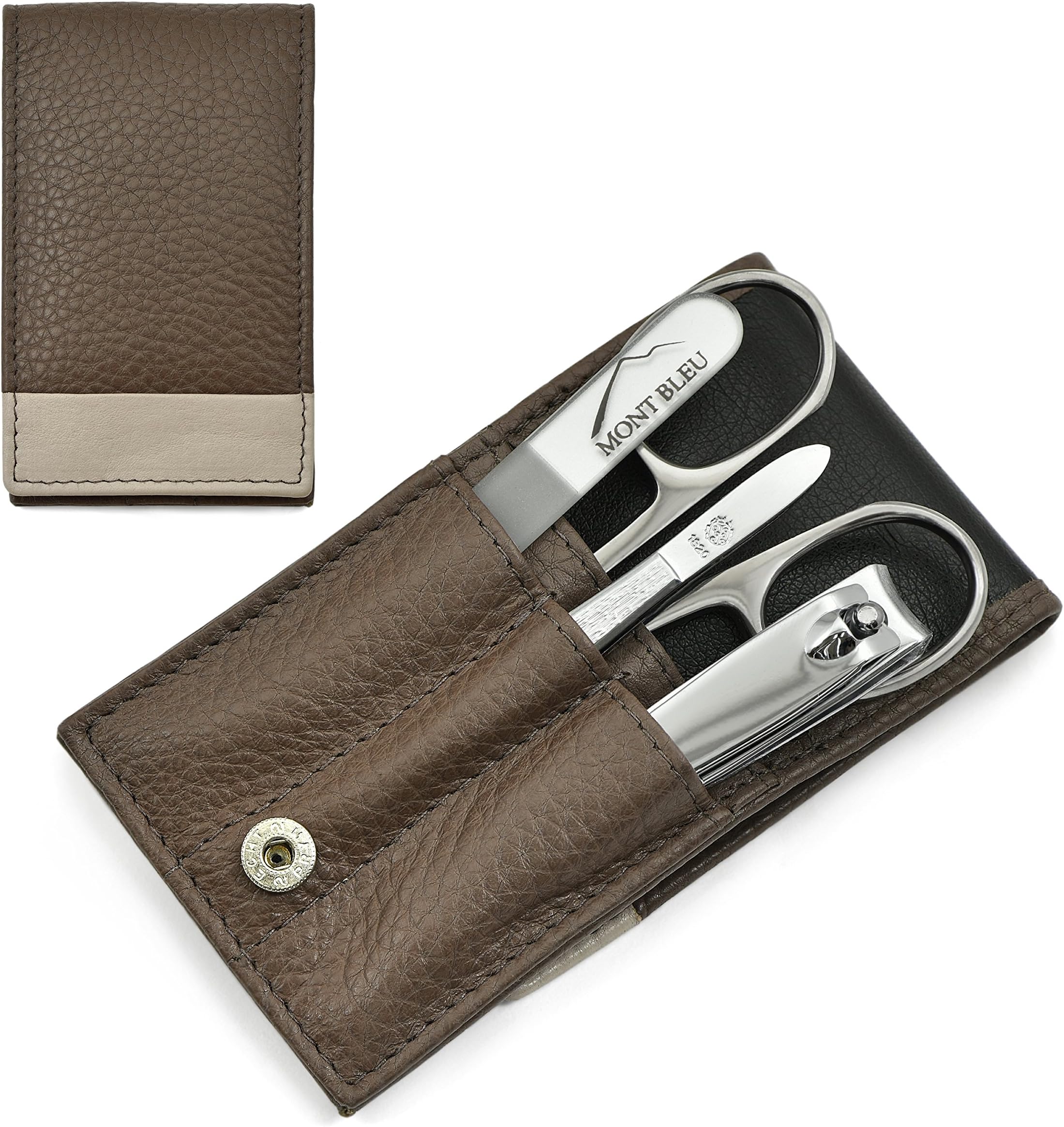 Hans Kniebes' Sonnenschein 4-Piece Manicure Set with crystal nail file, in Leather Case | made in Germany