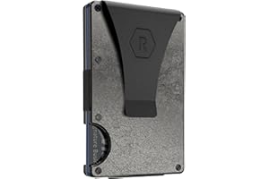 The Ridge Wallet - Slim Minimalist Compact Wallet and Card Holder| RFID Protected Front Pocket Wallets | Integrated Money Clip | Stonewashed Titanium